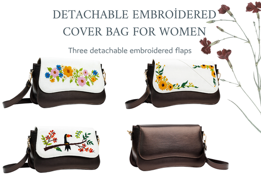 Detachable Embroidered Cover Bag for Women